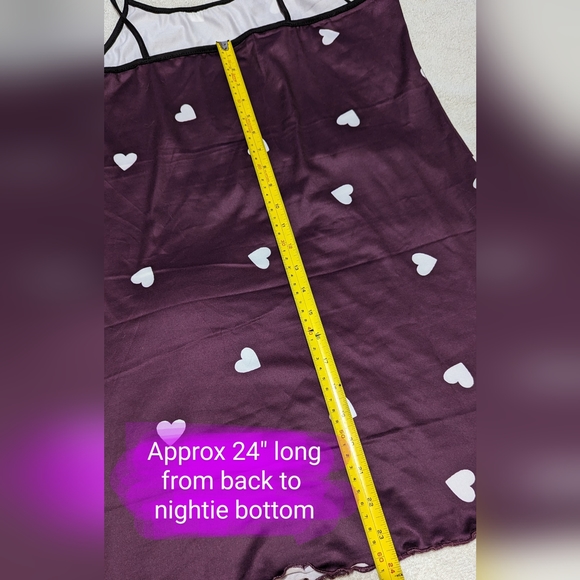 BNWT ladies size L (8/10) slip nightie, deep purple with little heart design - Picture 13 of 16